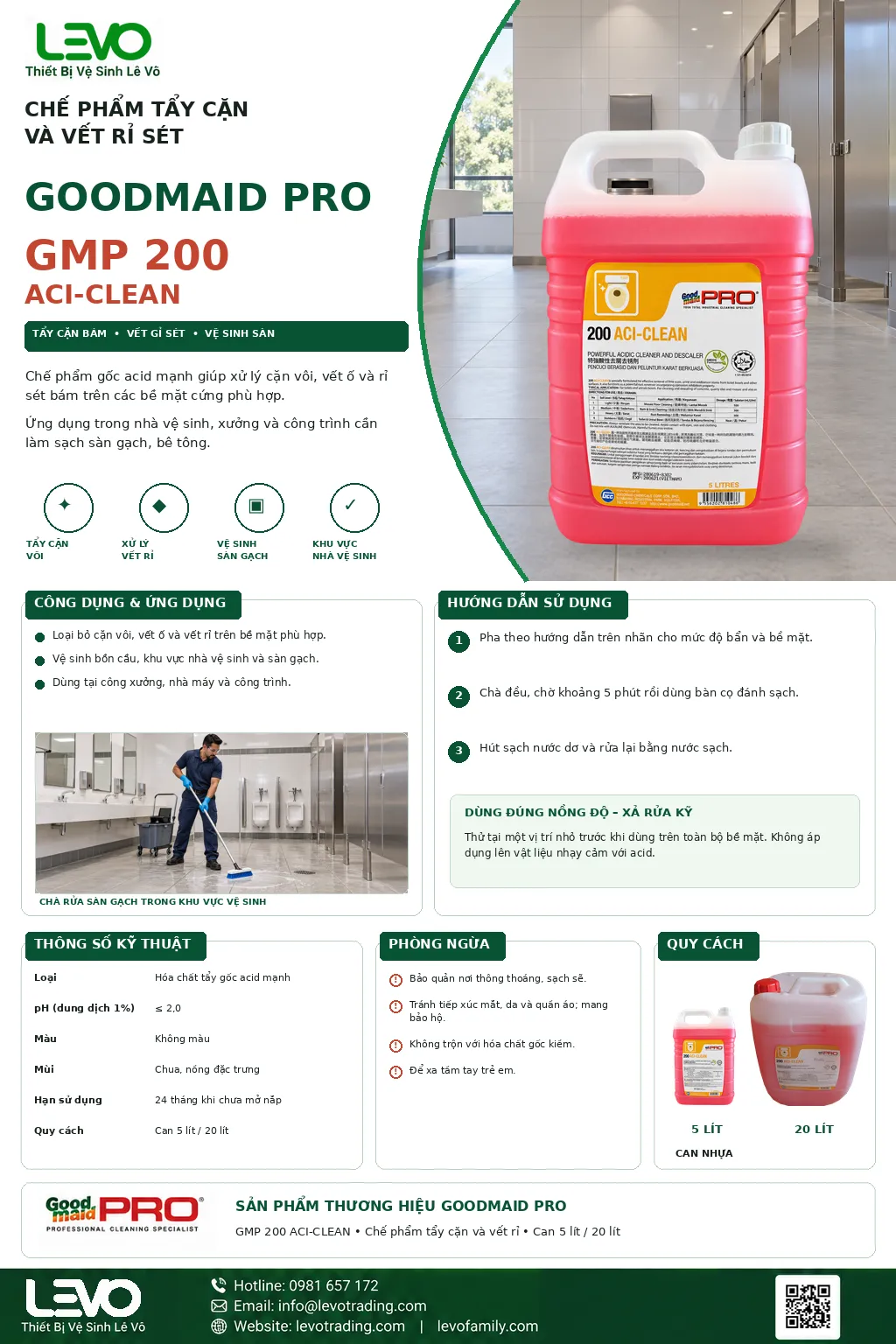 Chế phẩm tẩy vết bẩn cứng đầu, vết rỉ sét (gốc acid mạnh) GMP200