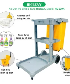 Xe làm phòng, xe đẩy vệ sinh 3 tầng HiClean HC 170A