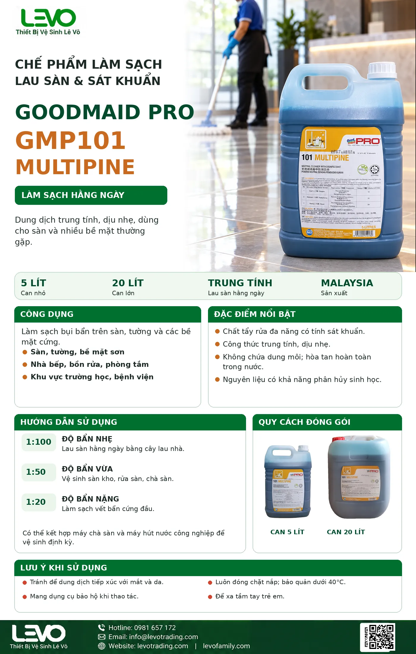 Dung dịch lau sàn trung tính Goodmaid Pro GMP101