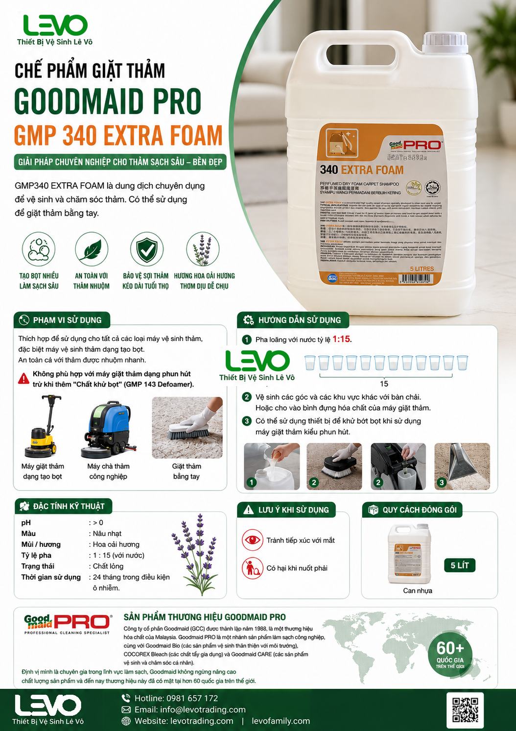 Chế phẩm giặt thảm (không dùng cho loại máy phun, hút) GMP340 5L