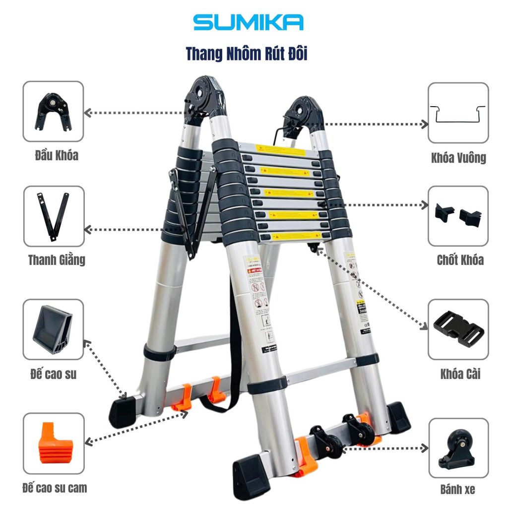 Thang nhôm rút đôi SUMIKA SK760D NEW